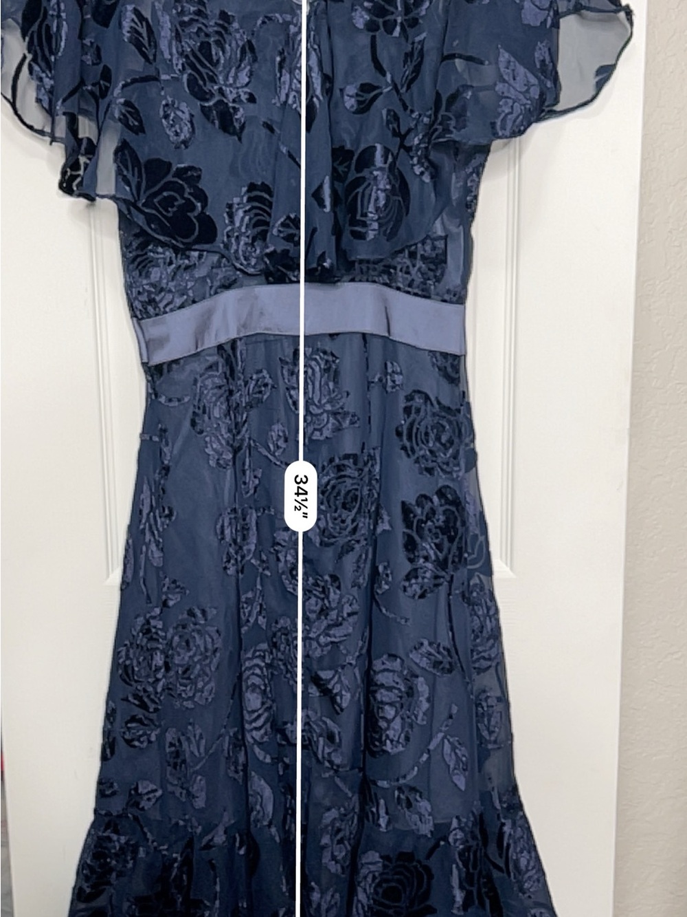 Wear Mena NWT Blue Velvet Burnout Floral Chiffon Midi Dress Size 4 - Picture 6 of 11